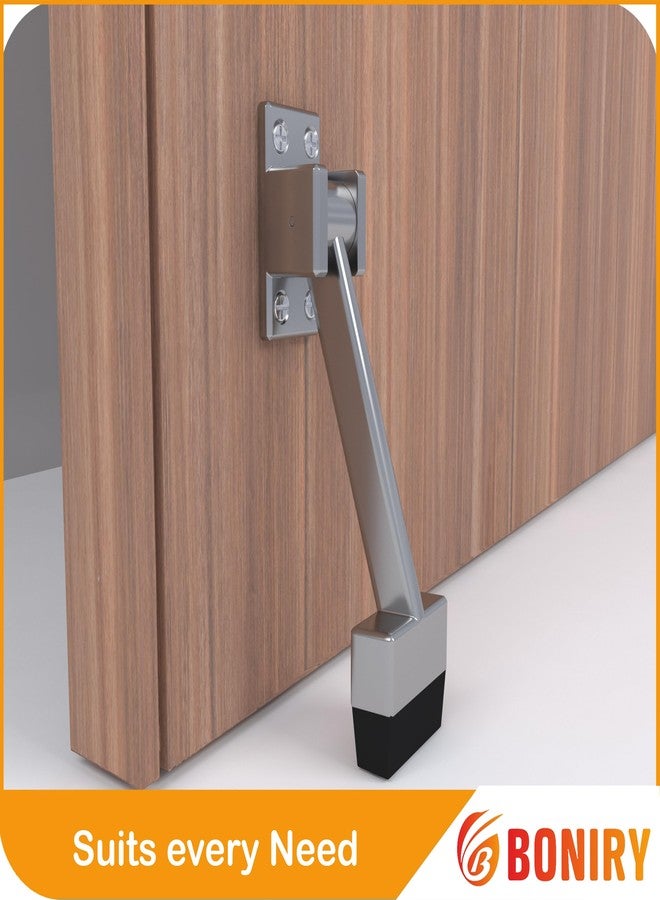 Boniry Heavy-Duty Door Stopper with Adjustable Rubber Grip | Wall-Mounted Door Holder for Wooden and Metal Doors | Durable and Easy Install (Silver Matt) - Image 4